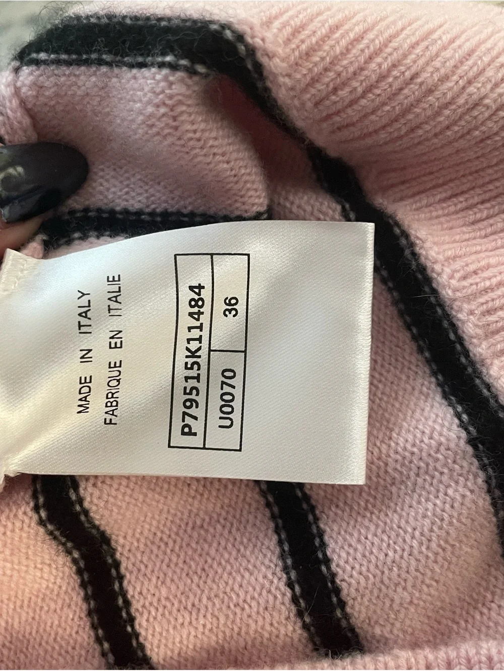 CHANEL Pink and Black Striped Knit Tank